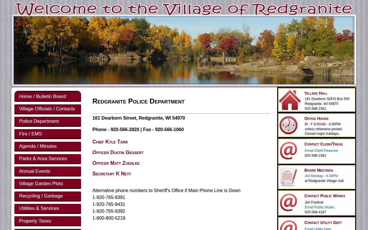 Waushara County Redgranite Police booking record policy and contact route