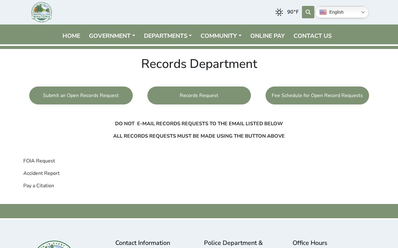 Waushara County Wautoma Police arrest record request route
